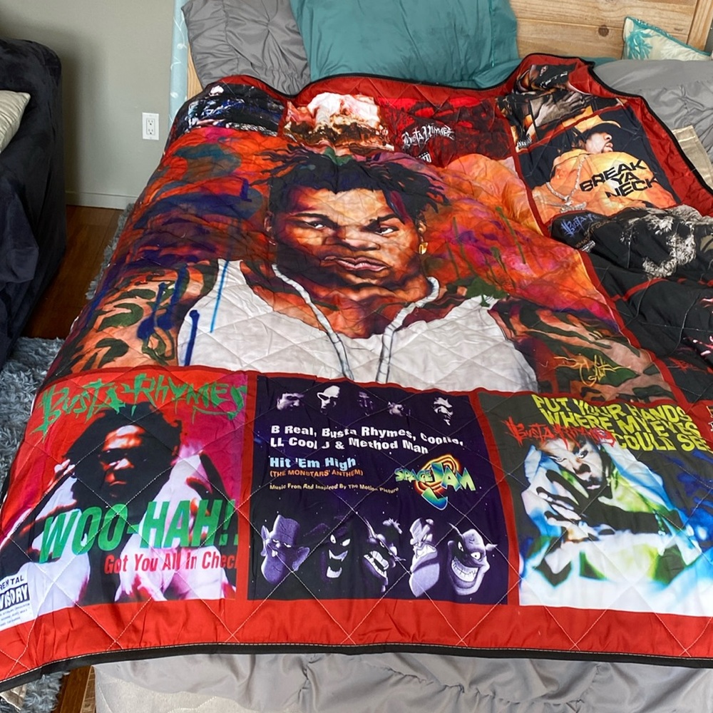 **Busta Rhymes Album Covers Quilt Blanket** Never used - Picture 5 of 5